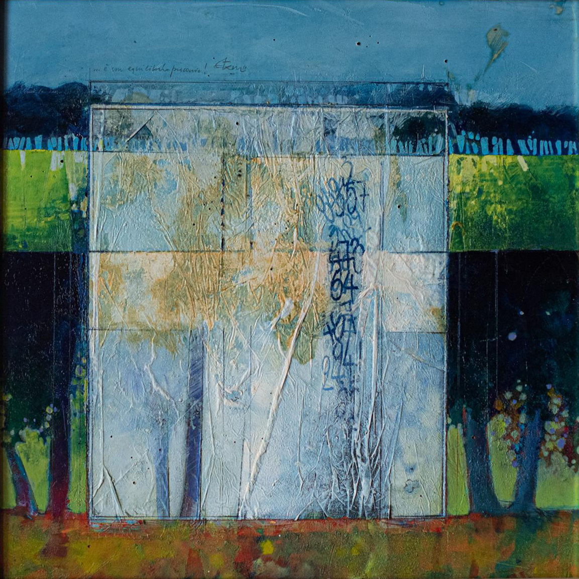 Finestre opache - Stacchini - olio e acrilico su legno, numero 185, 50x50, 1997