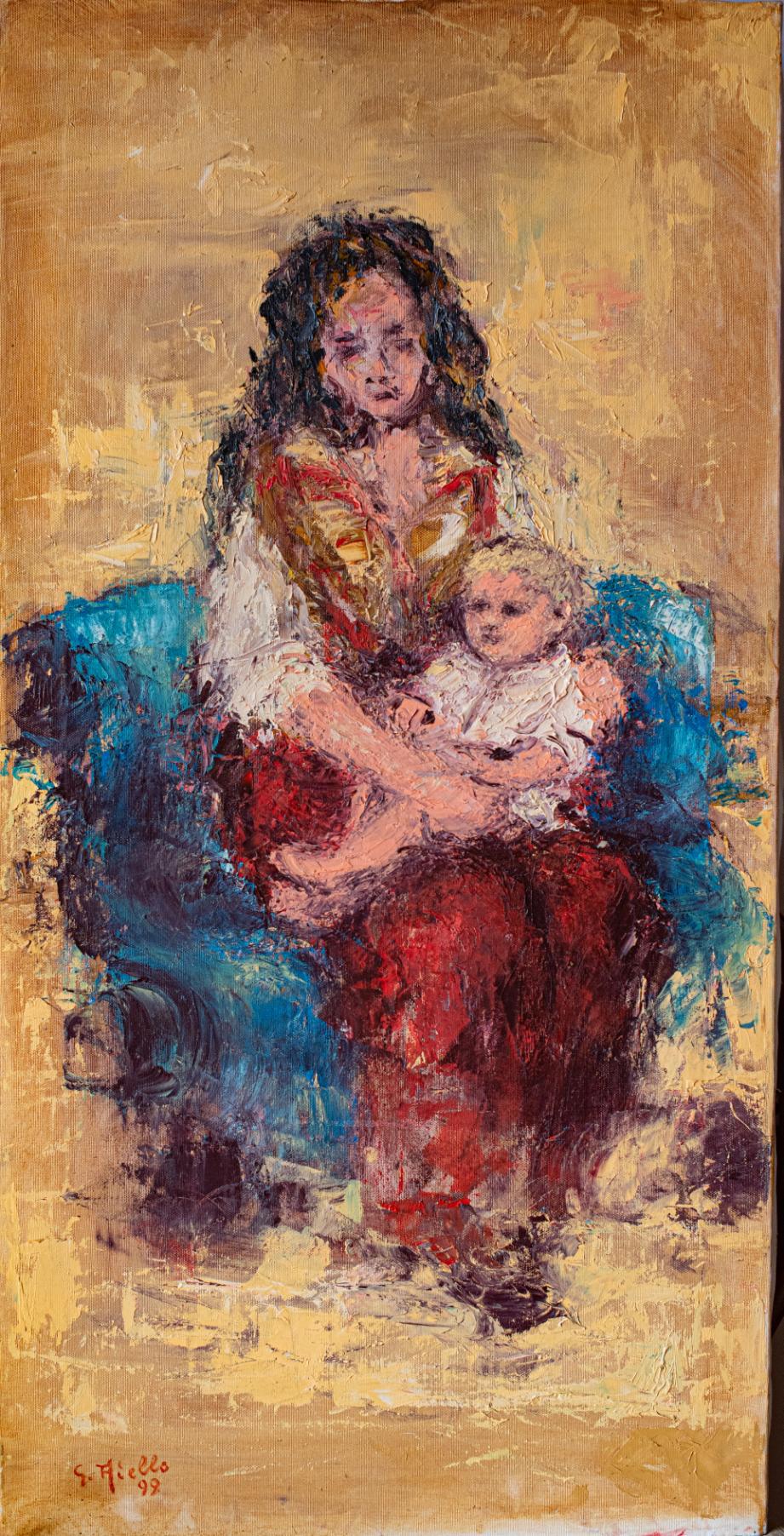 Madonna con bambino - Aiello - 100x50, olio su tela, 1998